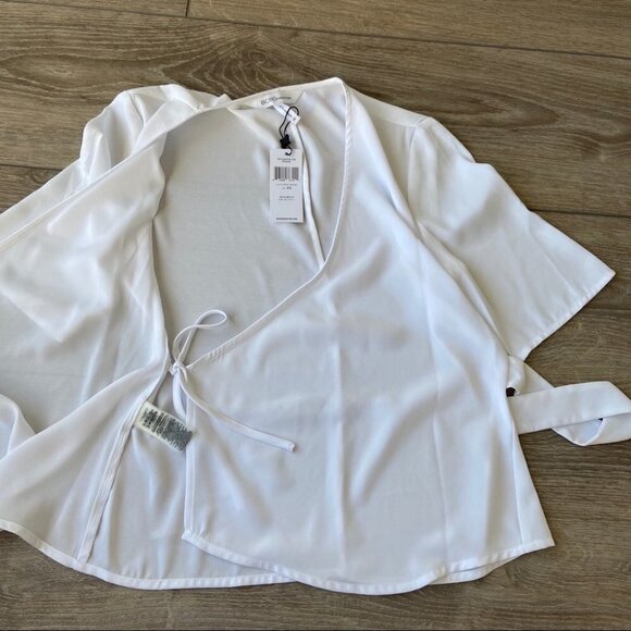 NWT  BCBGeneration Elbow Sleeve Satin Wrap Top - Picture 6 of 9